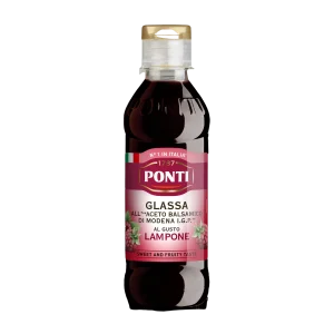 Glassa de aceto balsámico IGP Módena con zumo de frambuesa de Ponti 250 g